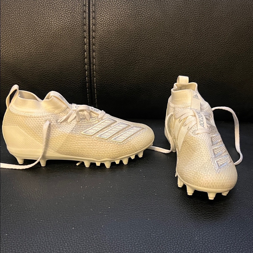 Adidas ADIZERO Off-White and Silver Youth Football 🏈 Cleats